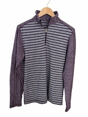 LULULEMON Deep Zinfandel Stripe Surge Warm 1/2 Zip Rulu Running Top size M